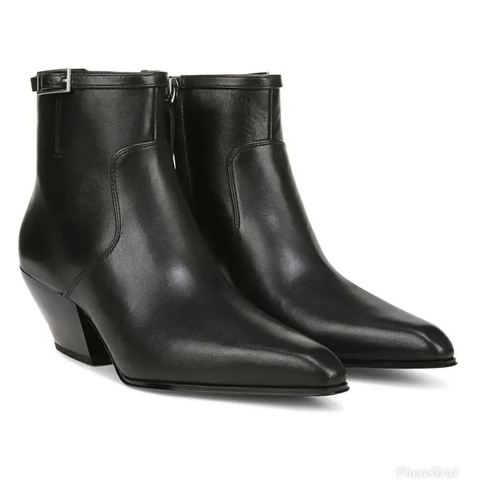Revolve Franco Sarto Amber Leather Pointed Toe Ankle Bootie Boots NWOT